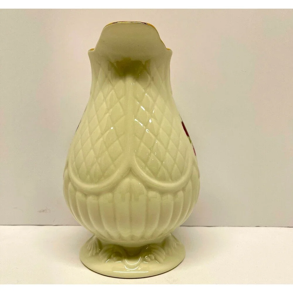 Vintage Formalities Baum Bros Victorian Rose Porcelain Vase Gold Trim 7.5